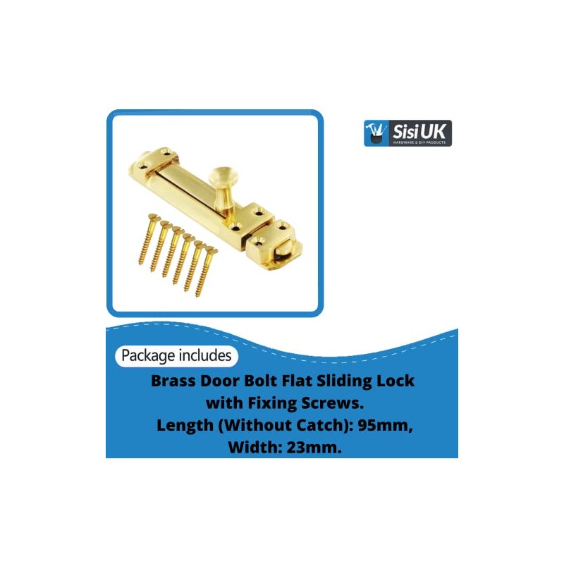 Brass Door Bolts 4 Inch Flat Bolt Surface Door Latches