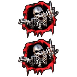 duoyif Skull Sticker Skull Car Sticker Car Skull Sticker Motorcycle Vintage Sticker Skull Stickers for Motorcycle Car Truck Scooter Car E-Bikes Laptops Pack of 2 15 x 14 cm