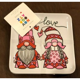 NOVOGRATZ GNOME COUPLE "LOVE" SET OF 4 MELAMINE 6" PLATES