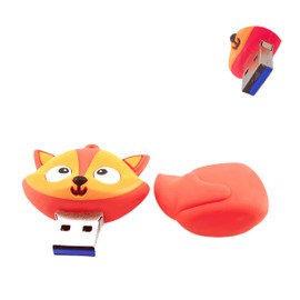 Ecoodisk 128GB USB 3.0 Flash Drive Novelty Cartoon Red Fox High Transfer Speed Pendrive Memory Stick