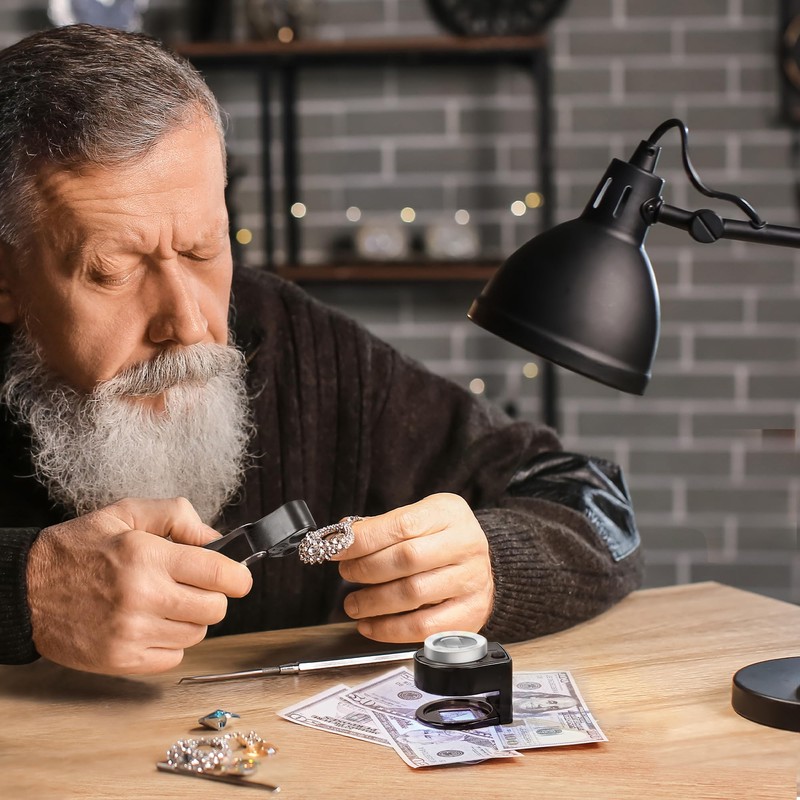 JARLINK 2 Pack 30X 60X Jewelers Loupe, Foldable Jewelry Magnifier