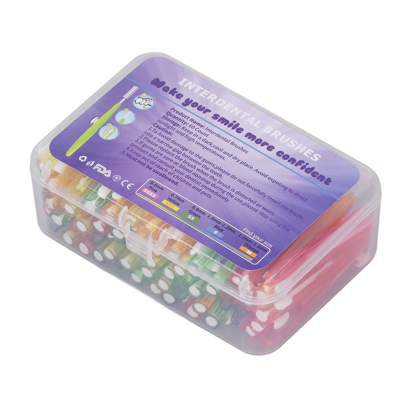 60Pcs Interdental Brush Floss Interdental Cleaning Brush with PP Handle