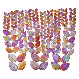 Yuvori Iridescent Ceramic Leaf Mosaic Tiles, Mixed Sizes, 1.1 lbs, Beautiful Colors, Perfect for DIY Crafts, Indoor & Outdoor Decor, Garden Art & Mosaic Projects (Red Leaves)
