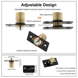 4 Pack Silent Ball Catches Set, Strong Magnet Adjustable Door Ball Latches, Using Noise Free, Easy to Fit, Spring Ball Bearing Door Catch for Doors Cupboard Closet Top of Door Cabinets, Wardrobes