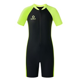 karrack Girls and Boys One Piece Rash Guard Swimsuit Kid Water Sport Short Swimsuits UPF 50+ Sun Protection Bathing Suits (Size 6-7Years)