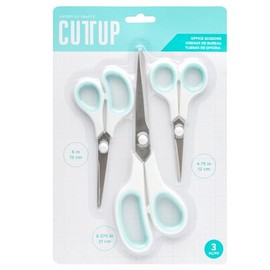 American Crafts White Office Scissors, 3 Pack Regula, Cutting Tools Stainless Steal Blades Soft Grip White Scissors School Supplies Office Supplies Scissors Heavy Duty Tool Scissors All Purpose