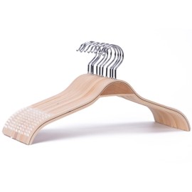 Sukkiri Homu Slim Wooden Hangers with Extra Soft Non-Slip Rubber Grips, 30-Pack No Shoulder Bump Coat Hanger for Sweater, Camisole, Jacket, Dress