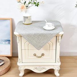 Wolkemer 24x24 Inch Square Tablecloth Heavy Duty Textured Polyester Tablecloths Washable Farmhouse Table Cover for Nightstand, Bedside, End Table (Grey)