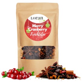 Loran Tee - Fruit Tea Merry Cranberry 100 g, Stand Up Bag with Loose Tea, Tea Fruit Pieces, Cranberry, Cinnamon, Star Anise, Christmas Tea
