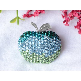 Alilang Sparkle Crystal Rhinestones Cute Apple Brooch Christmas Eve Lapel Pins Dress Accessories for Hat Bag Suit Tie, Blue