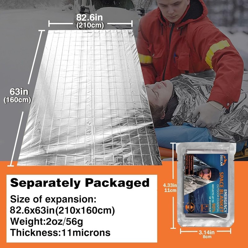 Deecam 6 Pack Mylar Emergency Thermal Foil Survival Space Blankets