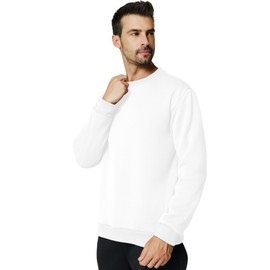 Men's Crewneck Sweatshirt Casual Long Sleeve Sweat Shirts Athletic Fleece Basic Pullover Shirts(L,White)