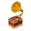 FJ FENGZHIJIE Trinket Box Gramophone Decor Gold Plated Crystal Phonograph