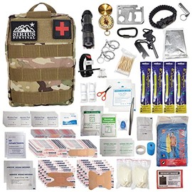 Sirius Premium 250 Piece Molle Survival & First Aid Kit - Outdoor Emergency Gear & Trauma Bag for Camping Hiking Hunting Car Cabin and Other Adventures (Camo)
