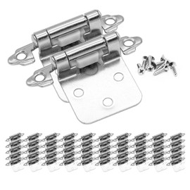Satin Brushed Nickel Kitchen Cabinet Hinges, 50 Pack(25 Pairs) 1/2" Overlay Cabinet Hinges for Cabinet Door, Self Closing Flush Mount Cabinet Hinges with Screws