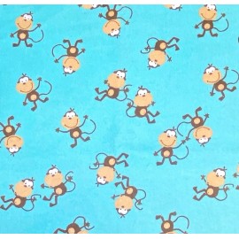 Unbranded Monkeys on Blue Flannel Fabric, BTHY, OOP, RARE, Monkey's