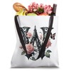 Letter W Initial Floral Monogram Rose Pink Flower Butterfly Tote