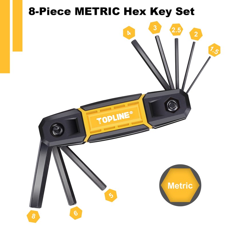 Topline 25-Piece Folding Allen Wrench Set, SAE, Metric, Torx Hex