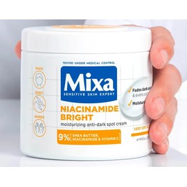 Mixa Niacinamide Bright Crema Hidratante Antimanchas – 13.5 fl oz (13.52 fl oz), Hidratación facial y corporal para pieles secas y sensibles