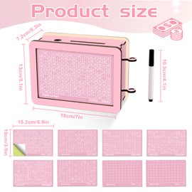 Savings Challenge Box Wooden Money Saving Boxes for Adults Wooden Piggy Bank Reusable Money Box Cash Vault With 6 Amounts 2 DIY Target Money Notes