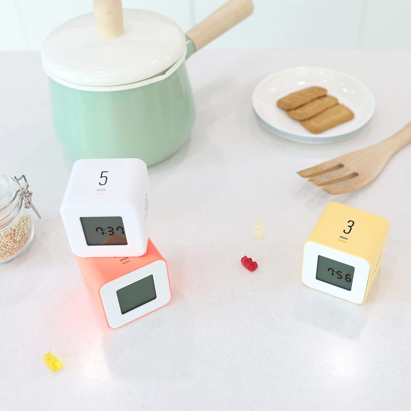mooas Multi-Cube Timer/Rotate Timer, Simple Operation, Clock & Alarm (Violet)