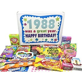 RETRO CANDY YUM ~ 1988 37th Birthday Gift Box of Nostalgic Candy from Childhood for 37 Year Old Man or Woman Born 1988