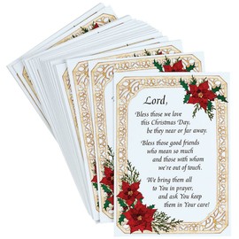 Poinsettia Collage Prayer Card Set of 40