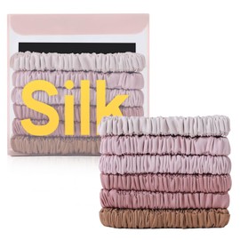 DEMAZALO 6Pcs Silk Hair Ties Small 22 Momme 100% Pure Mulberry Silk Scrunchies for Women Girls Thin Skinny Hair Sleep Scrunchies No Damage(Color 13)