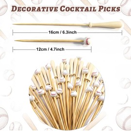 100pcs Baseball Bat&Ball Cocktail Picks Appetizer Skewers Sport Party Decor | Ideal for Sports Theme Party Decorations,3D Design Drink Fruit Food Toothpicks,Birthday Party Cupcake Topper