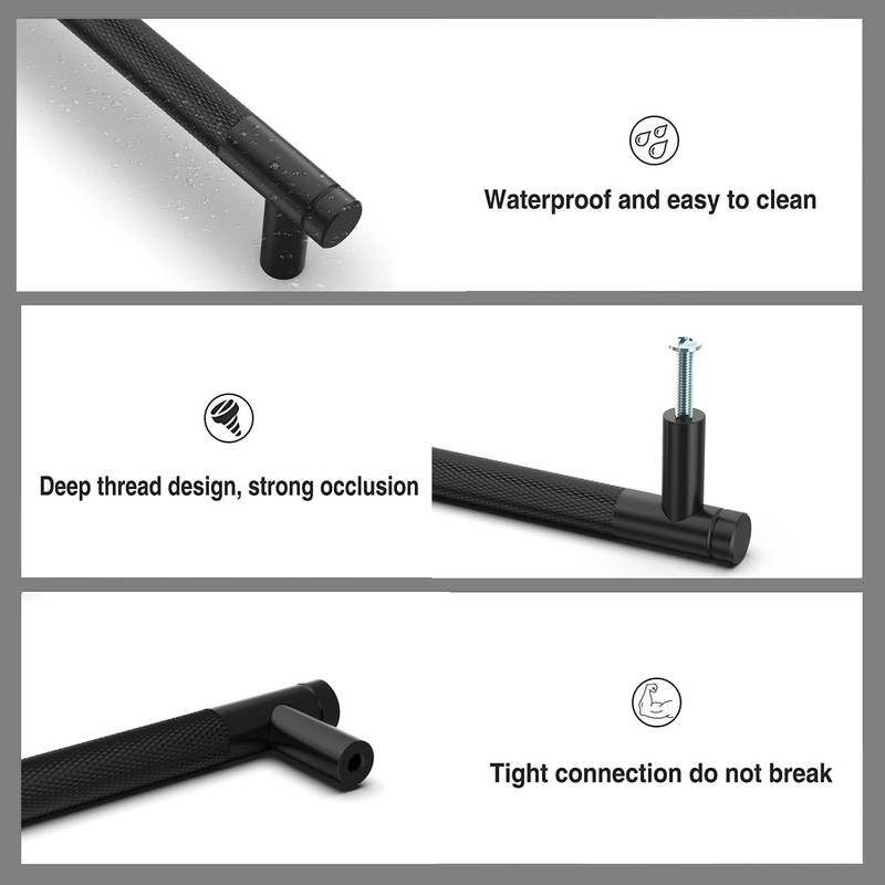 Coinkoly 10 Pack 5"(128mm) Matte Black Cabinet Pulls Knurled Kitchen