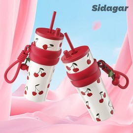 [Sidagar] 24oz Insulated Water Bottle – Cute Stainless Steel Tumbler with Lid & Straw | Keeps Drinks Hot/Cold 12H | Portable, Reusable, Dishwasher Safe | Ideal for Iced Coffee, Travel, Outdoor Fun, Summer Use dealsforyoudays:_Bow
