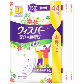 Whisper Reliable Super Absorption 5.1 fl oz (150 cc), 13.8 inches (35 cm), 44 Pieces, Large Capacity (For Women, Urine Trap Pads)
