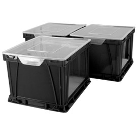 Storex Storage and Filing Cube, 17.25 x 14.25 x 10.5 Inches, Black/Clear, 3-Pack (62005F03C)