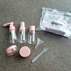 Travel Cosmetic Refill Empty Bottles 7-Piece Set with Zipper Pouch Included 2ea