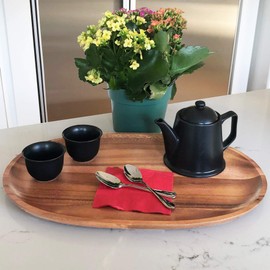 Woodard & Charles 18-Inch Oval Tray, Extra Large, Natural Acacia Wood