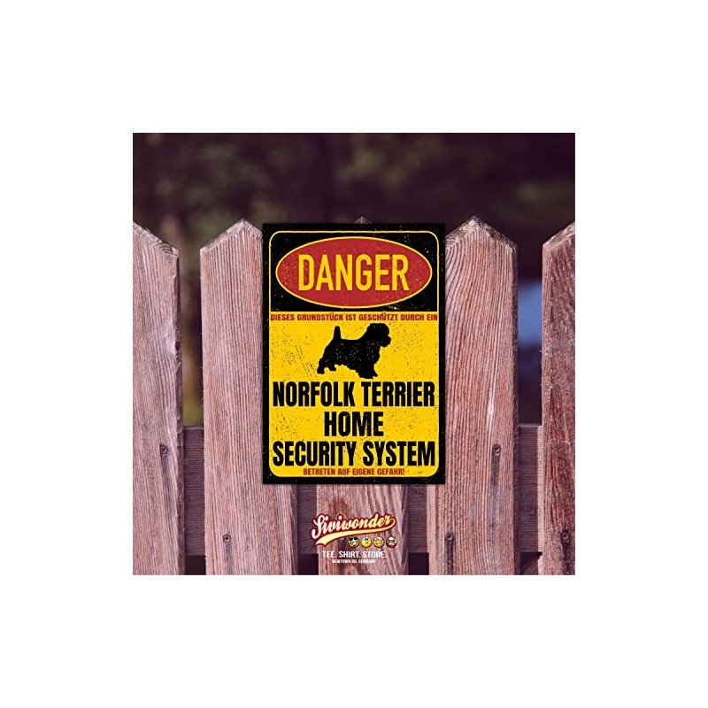 Norfolk Terrier Norfork Sign Danger Security System Door Sign Dog