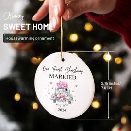 Wedding Gifts for Couples 2024 - First Christmas Married Ornaments, Wedding Car Ornament, Bridal Shower Gifts for Bride, Marriage Gifts for Newlyweds, Newly Engaged Couple