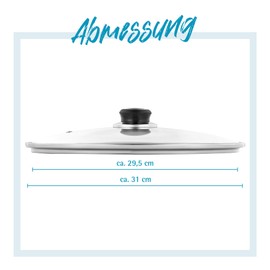 GRÄWE Glass Lid with Stainless Steel Ring Diameter 30 cm Including Steam Outlet Dishwasher Safe Heat Resistant