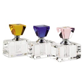 Badash Rainbow Crystal Perfume Bottles - 3-Piece Set Refillable Glass Bottles with Screw-On Stoppers - Fine Handcrafted Faceted Crystal Decor for Vanity or Dresser