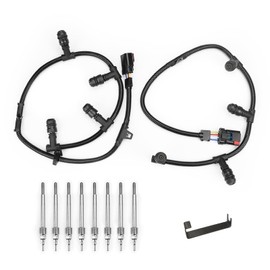 Car Heater Glow Plug Connector Wire Harness with 8 Glow Plugs Compatible with Ford 6.0 Diesel Heater F250 F350 F450 E350 E450 Super Duty 2004 2005 2006 2007 2008 2009 2010 Replaces 4C2Z-12A690-BA