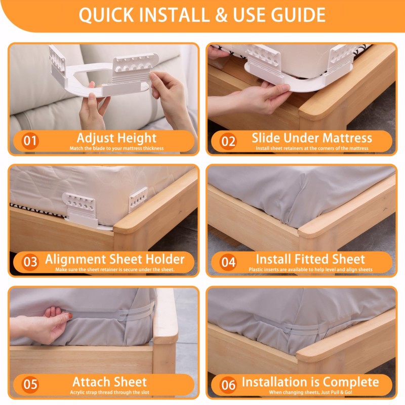 LONGYIFA Heavy Duty Lock Bed Sheet Holders 4PCS - Secure