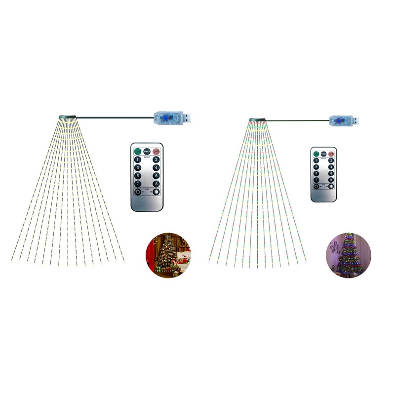 Christmas Tree Decorative Lights String Garden Layout Waterfall Lights Party