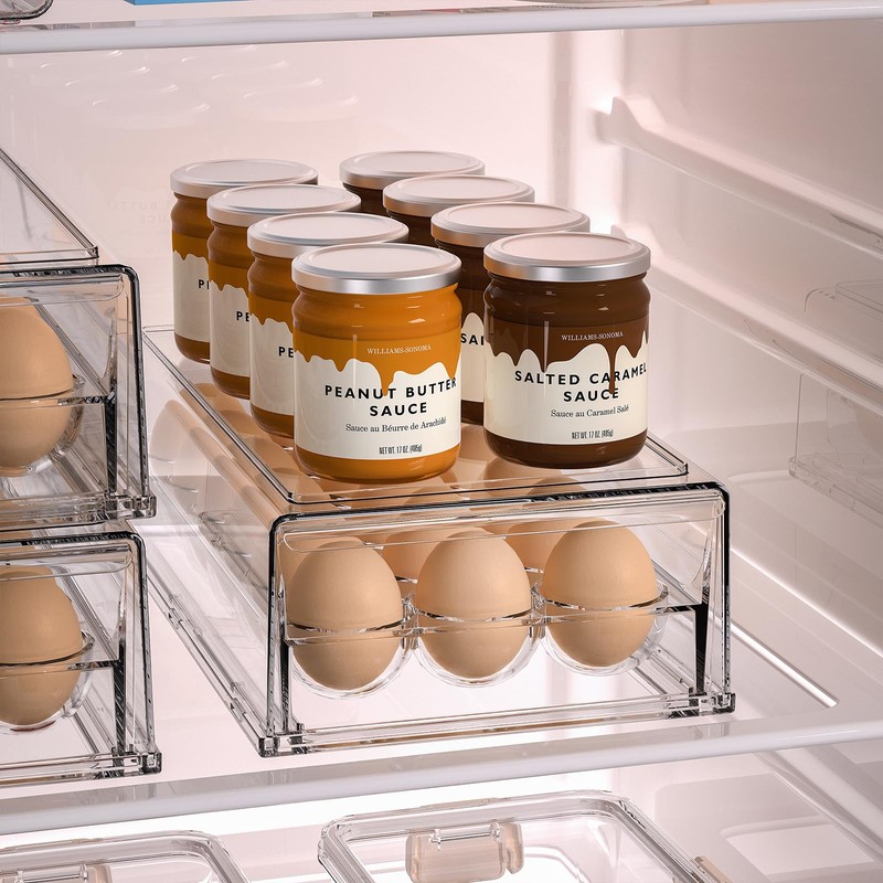 BPA Free Refrigerator Organizer Bins, Stackable Egg Holder, 18 Egg