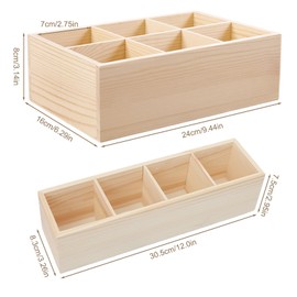 Wooden Pen Holder, Square Pen Holder, 6 Compartments, 4 Compartments, Desk Organiser Pens, DIY Wooden Pen Holder, Pen Holder Organiser for Stationery (A)
