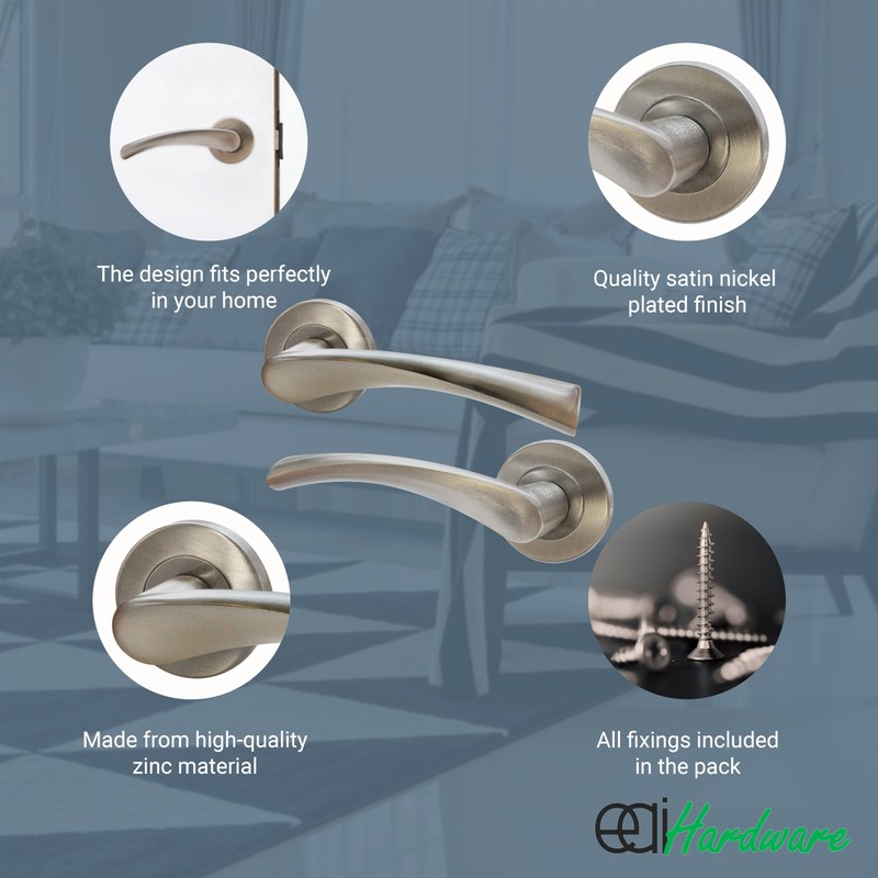 EAI Nickel Internal Door Handle | 1 Pair Satin Nickel