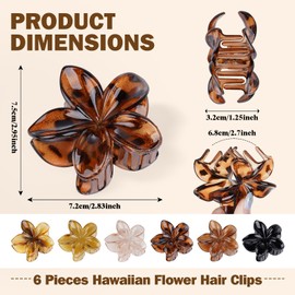 6 Pcs Flower Hair Clips for Women, Hawaiian Hibiscus Plumeria Claw Clips