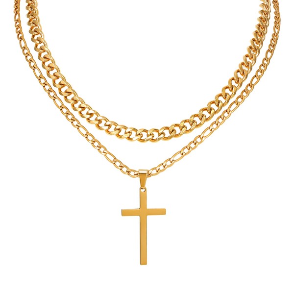 MILAKOO 2pcs Cuban Link Ketten Halskette für Unisex vergoldet Edelstahl