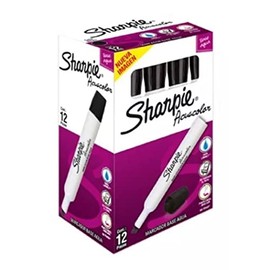 Sharpie Acuacolor Marcador Base Agua, Punca Cincel/Biselada, Color Negro, 12 Piezas, 2184197