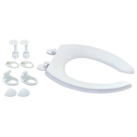 EZ-FLO 65914 Commercial Grade Elongated, White plastic toilet seat, 2.2 x 14.6 x 18.6