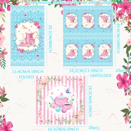 40 PCS Tea Party Napkins Tea Time Napkins Flower Napkins Party Supplies Wildflower Party Decorations for Wedding Baby Shower Bridal Shower